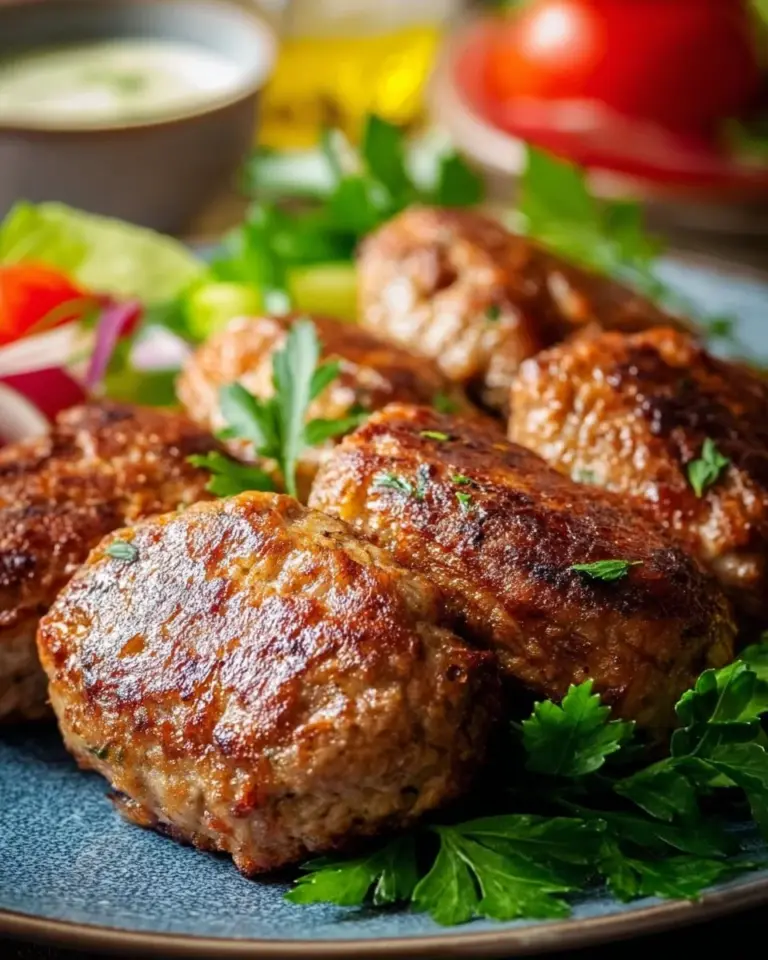 Bifteki aus dem Airfryer, zart und lecker serviert