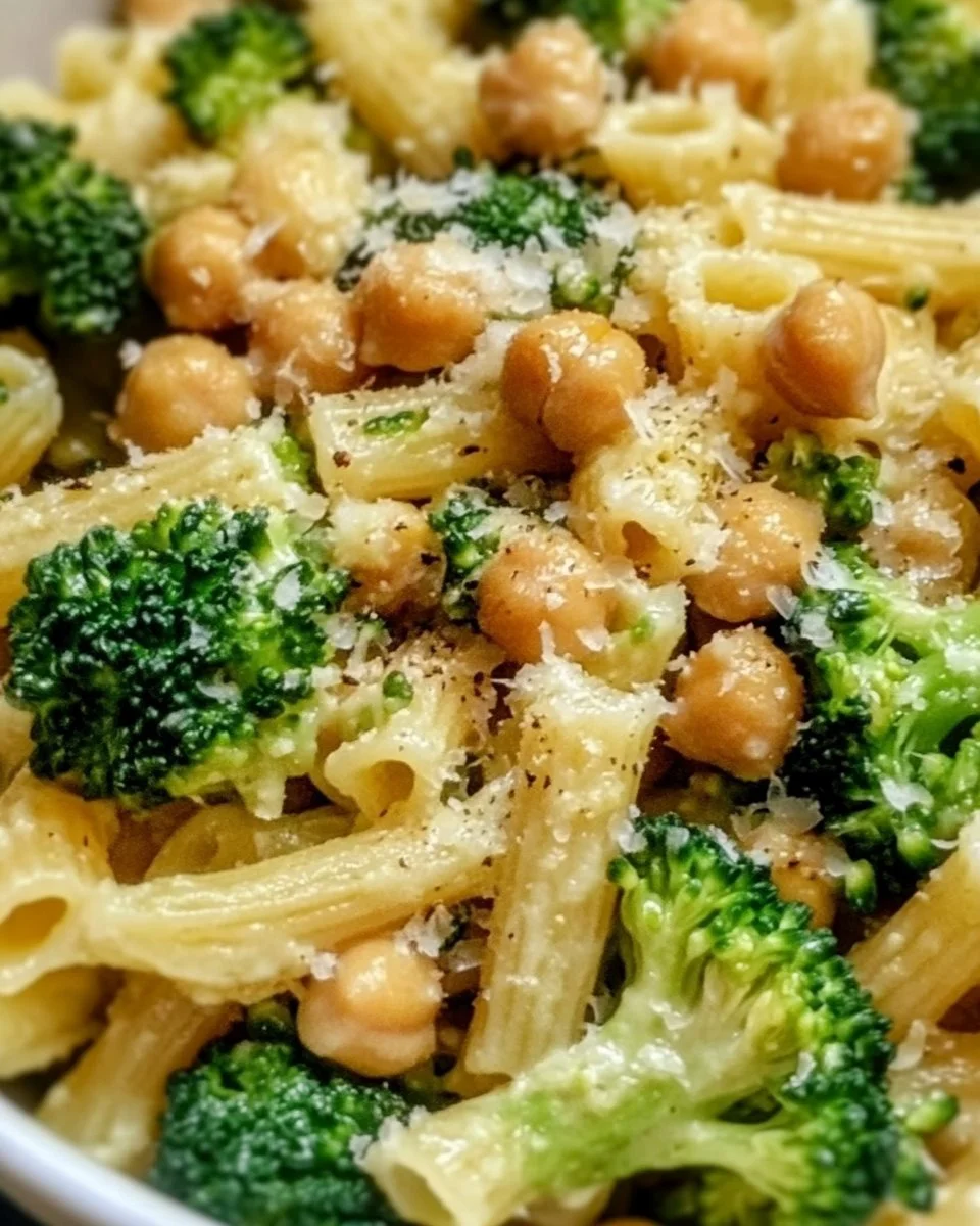 Brokkoli-Kichererbsennudeln mit Knoblauch-Olivenöl