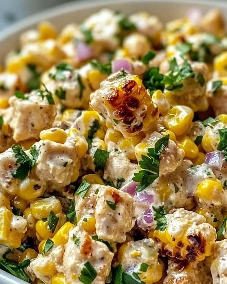 Cremater, proteinreicher Hähnchen-Street-Corn-Salat, den Sie lieben werden