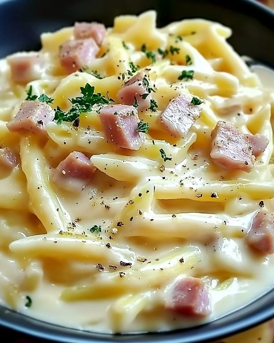 Cremige Käse Schinken Nudeln