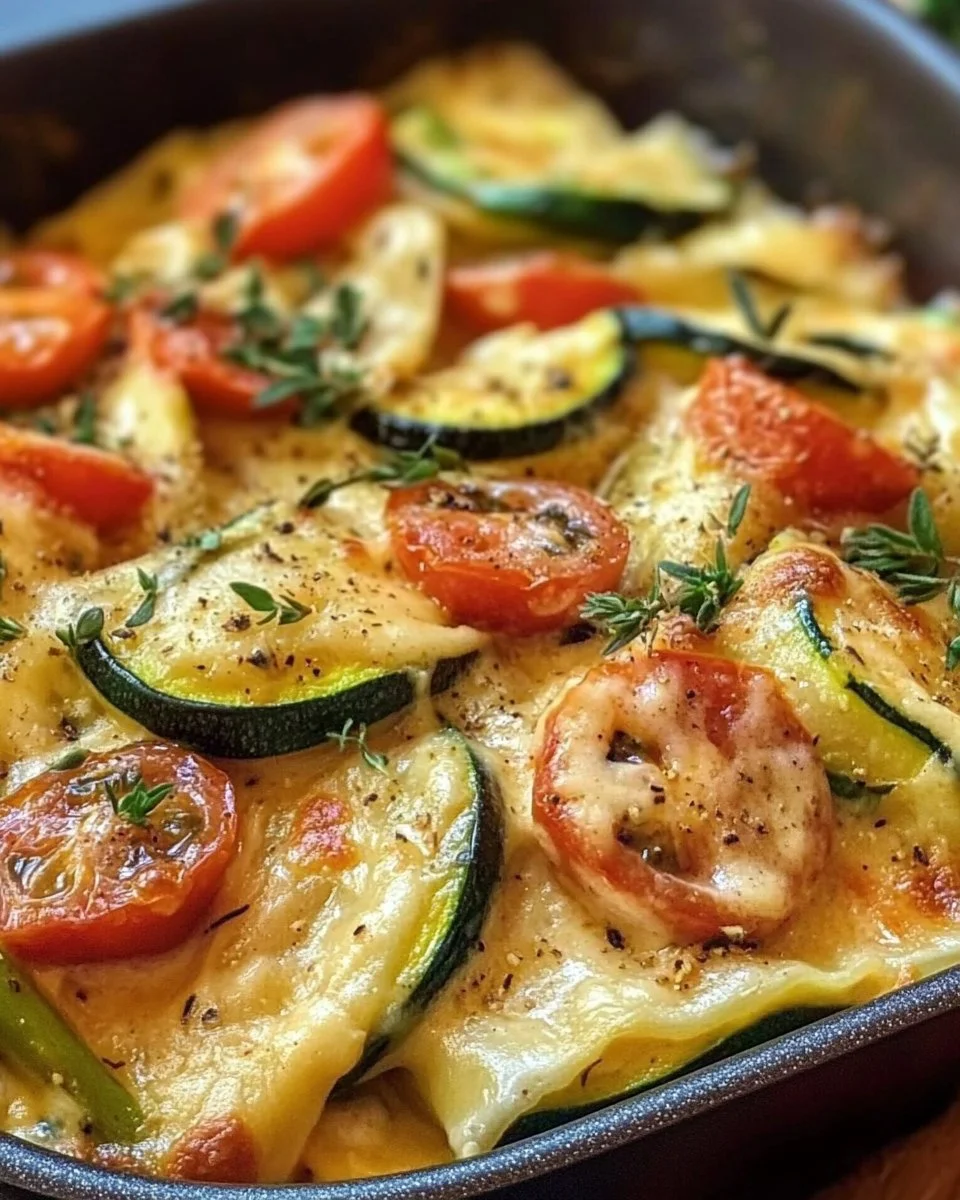 Cremige Maultaschenpfanne mit Zucchini und Tomaten