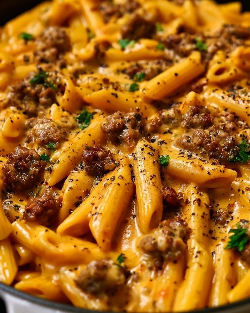 Cremige Protein-Rindfleisch-Pasta
