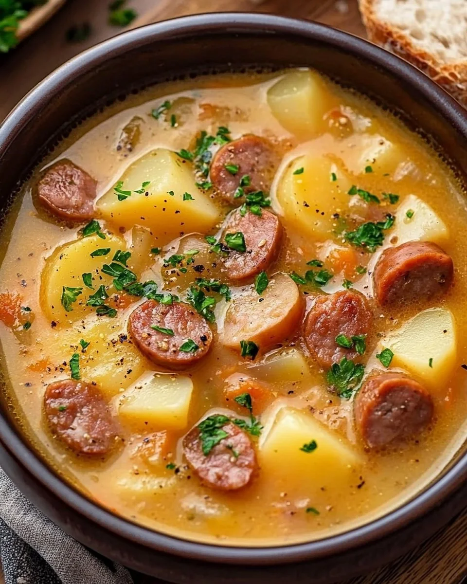 Deftige Kartoffelsuppe mit Würstchen
