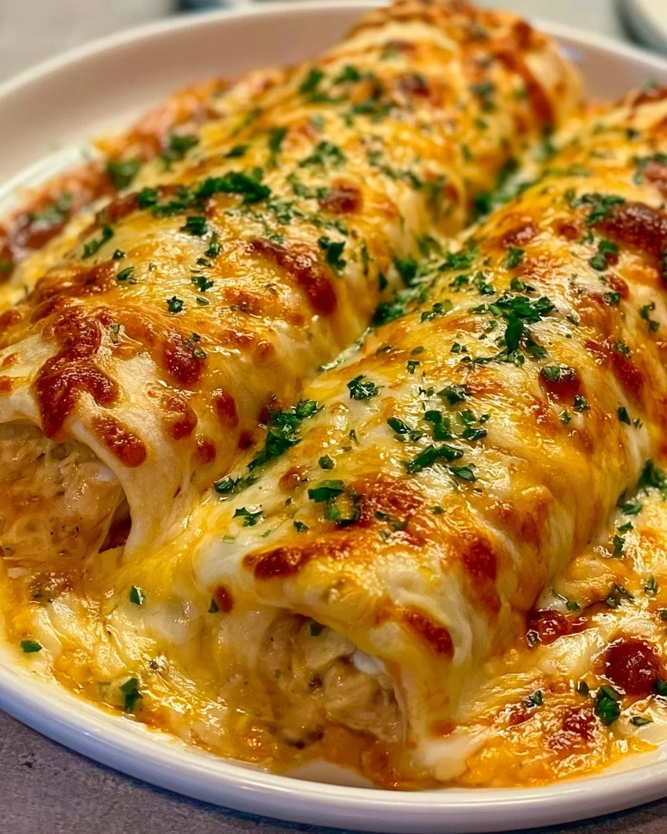 Gesunde Hähnchen Enchiladas mit frischen Zutaten auf einem Teller serviert.