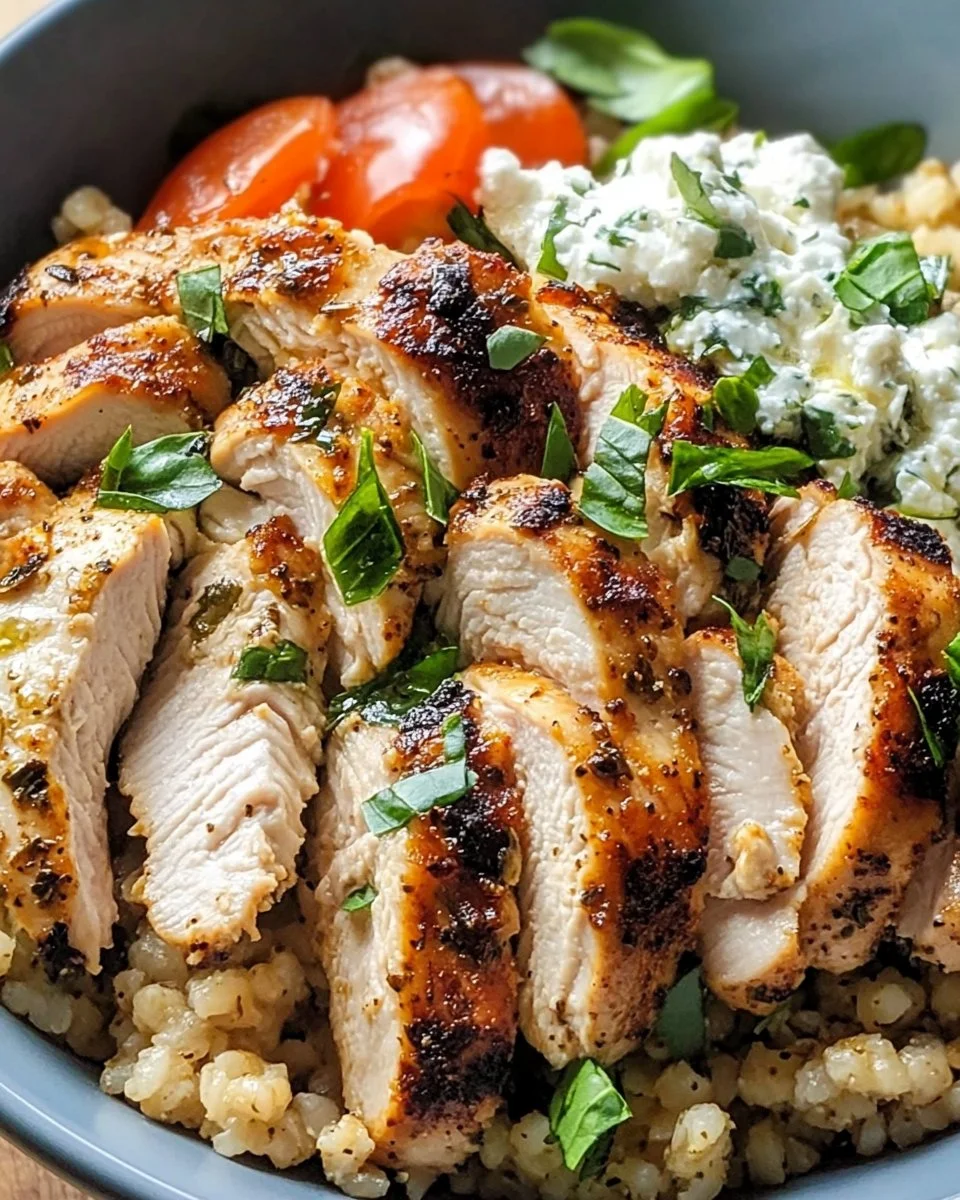 Griechische Hühnchen-Getreide-Schüssel