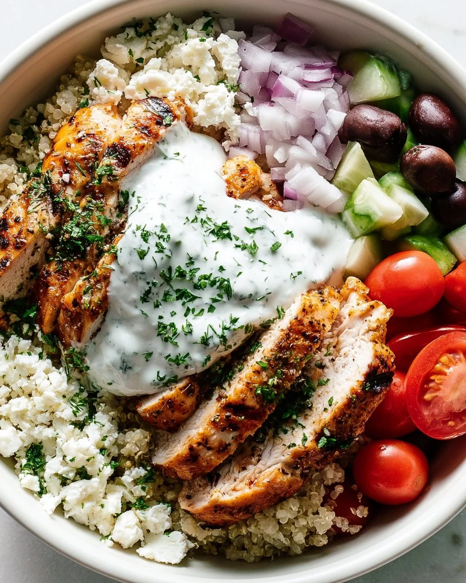 Griechische Hühnchen-Getreide-Schüssel
