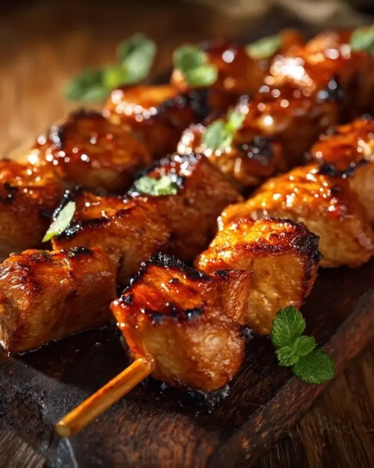 Hähnchenspieße aus der Heißluftfritteuse auf einem Grillrost