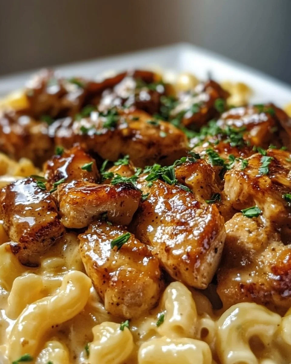 High Protein Honey Garlic Chicken with Mac & Cheese