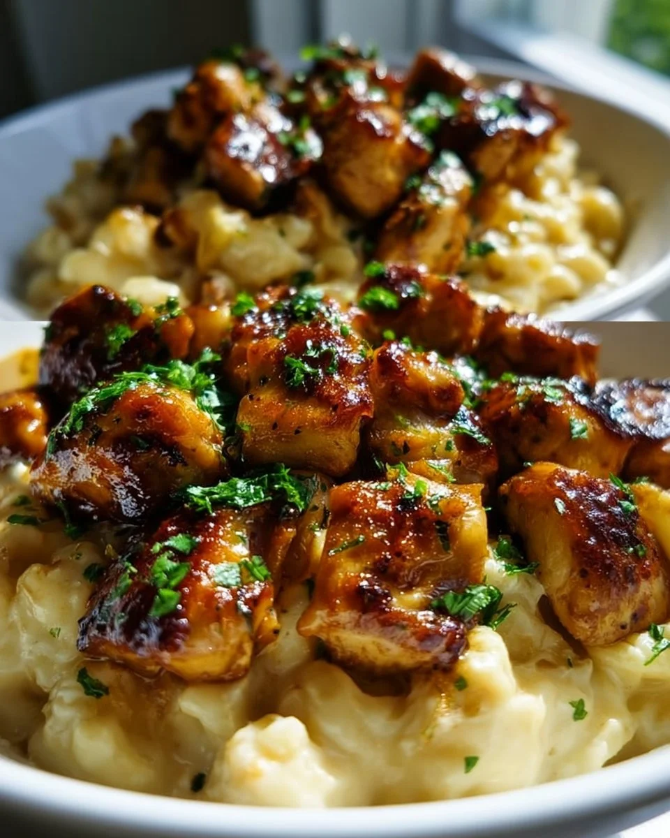 High Protein Honey Garlic Chicken with Mac & Cheese