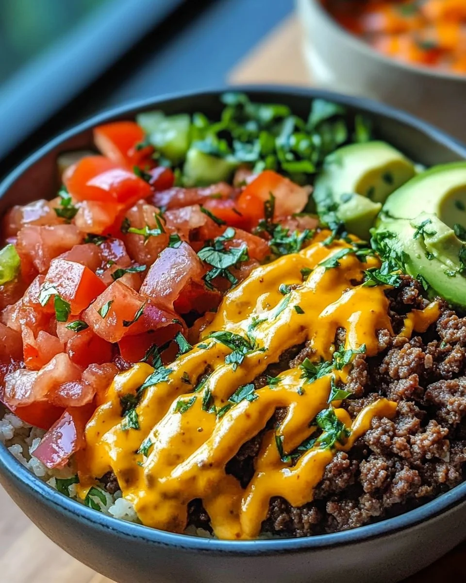 Hohe Protein Cheeseburger Schalen: Low Carb Meal Prep Rezept