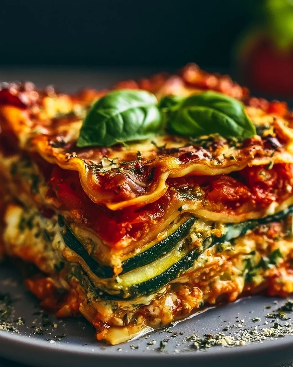 Hohe Protein-Gemüse-Lasagne mit nährstoffreichen Zutaten und würzigem Geschmack