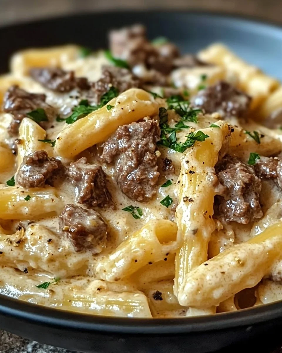 Hohe Proteincremige Rindfleischpasta