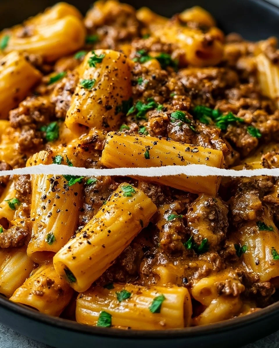 Hohe Proteincremige Rindfleischpasta