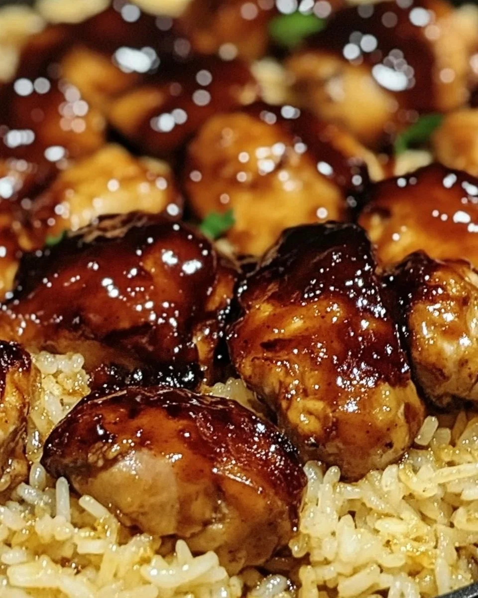 Honig-BBQ-Hähnchen und Reis: Ein wohltuendes Gericht aus einer Pfanne