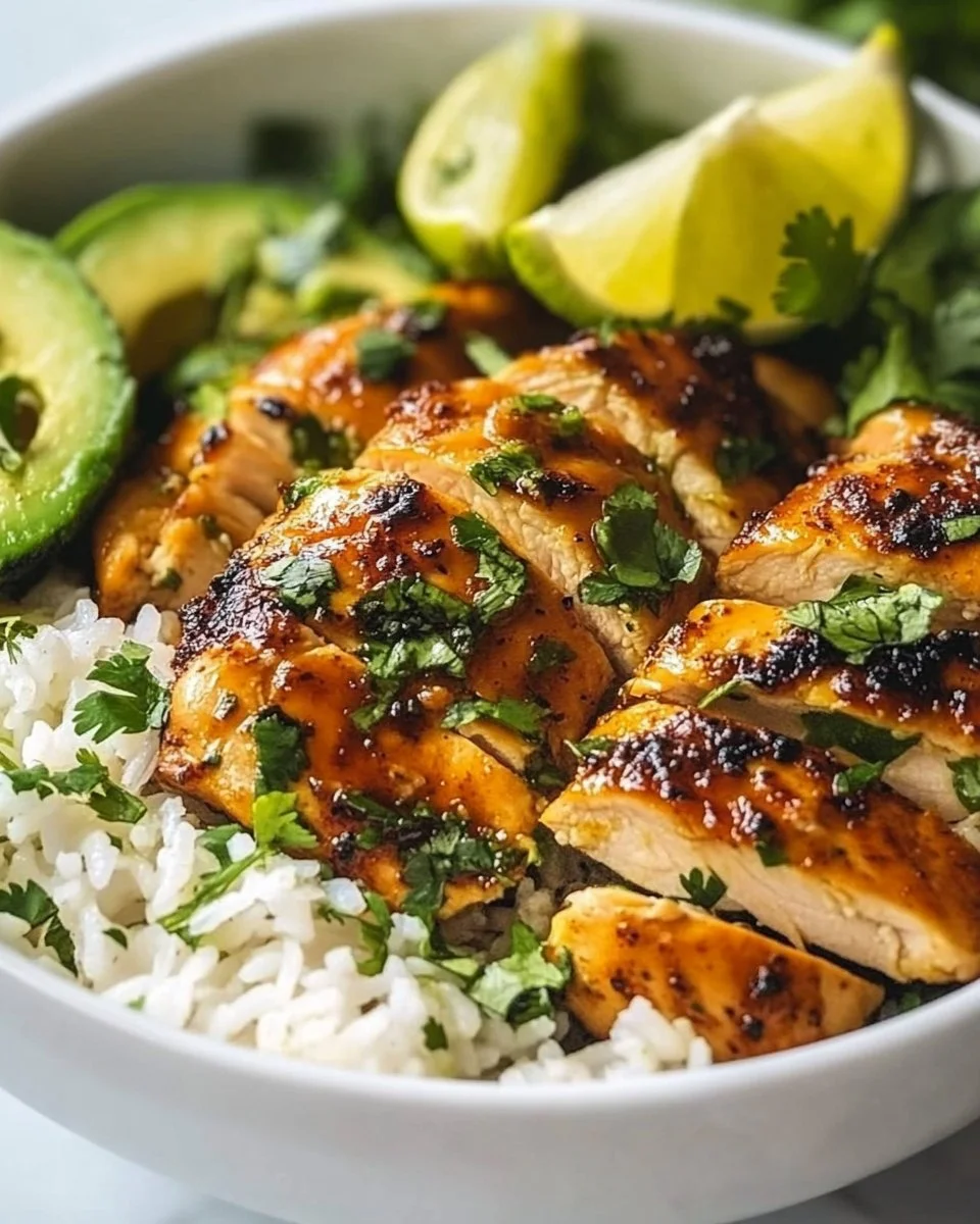 Honig-Limetten-Hühnchen mit Avocado-Reis
