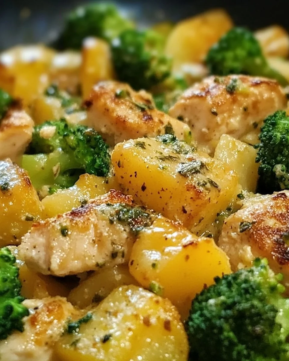 Kartoffel-Hähnchen-Pfanne mit Brokkoli ganz einfach