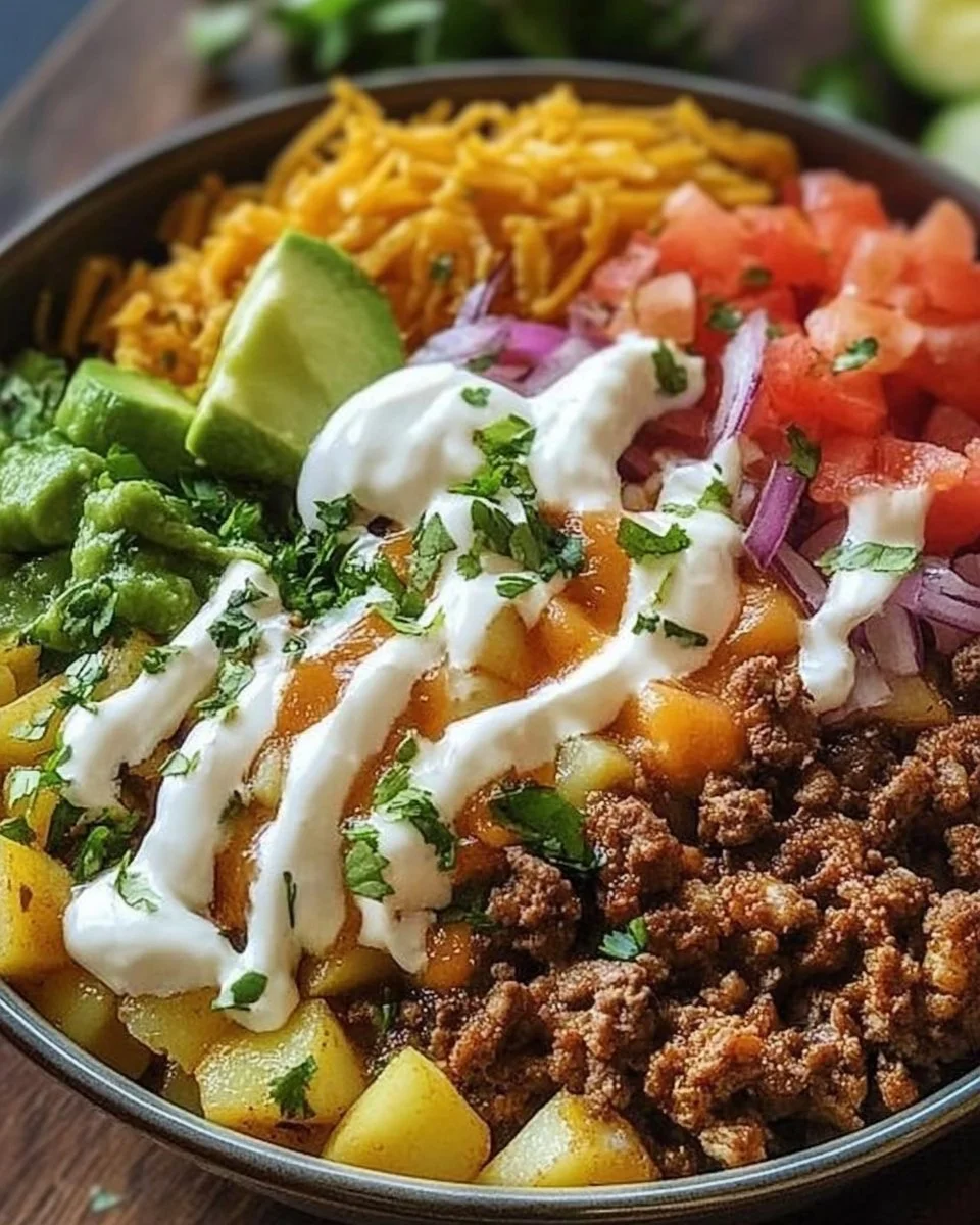 Kartoffel-Taco-Bowl-Mahlzeitvorbereitung
