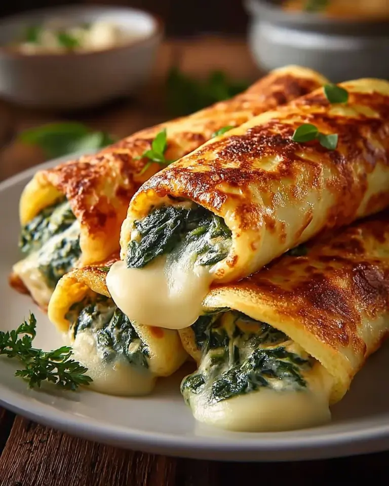 Kartoffeltaschen mit Spinat und Frischkäse auf einem Teller serviert.