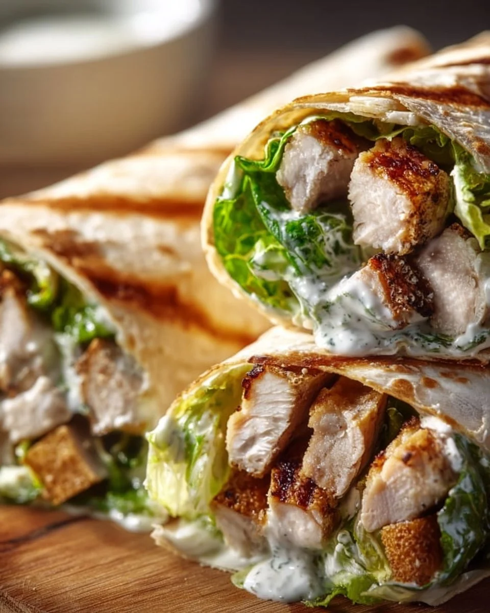 Knusprige Hühnchen-Caesar-Wraps
