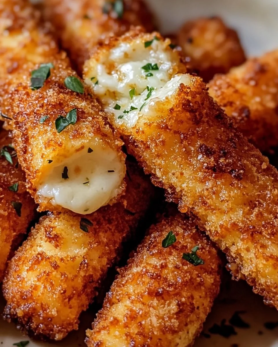 Krosse gebackene Mozzarella-Sticks