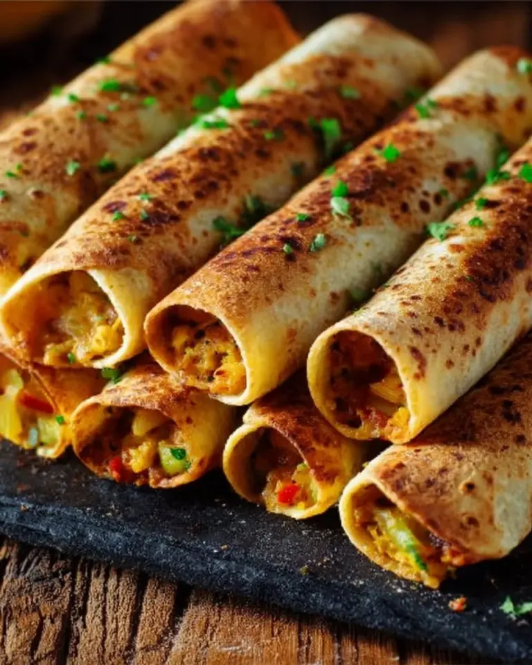 Krosse Gemüse-Taquitos mit frischem Gemüse und knuspriger Füllung