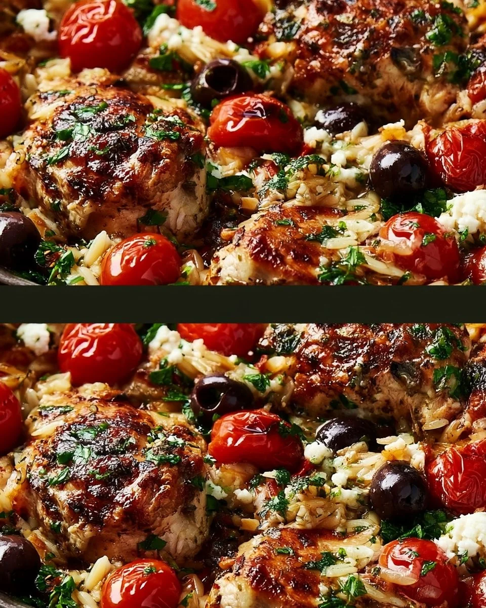 Mediterranean Chicken Orzo Skillet