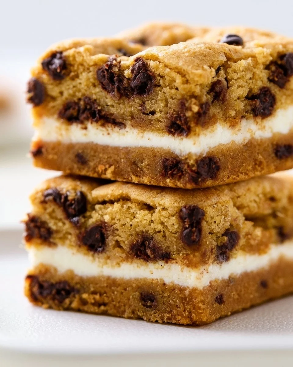 Schokoladenkeks-Käsekuchenriegel auf einem Teller