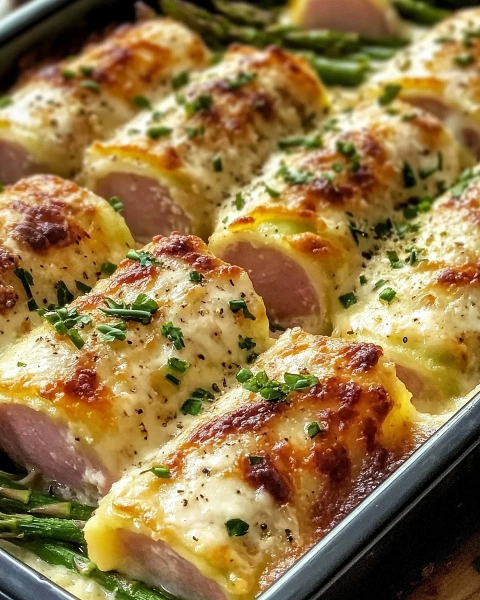 Spargel Schinken Röllchen überbacken einfach zubereiten