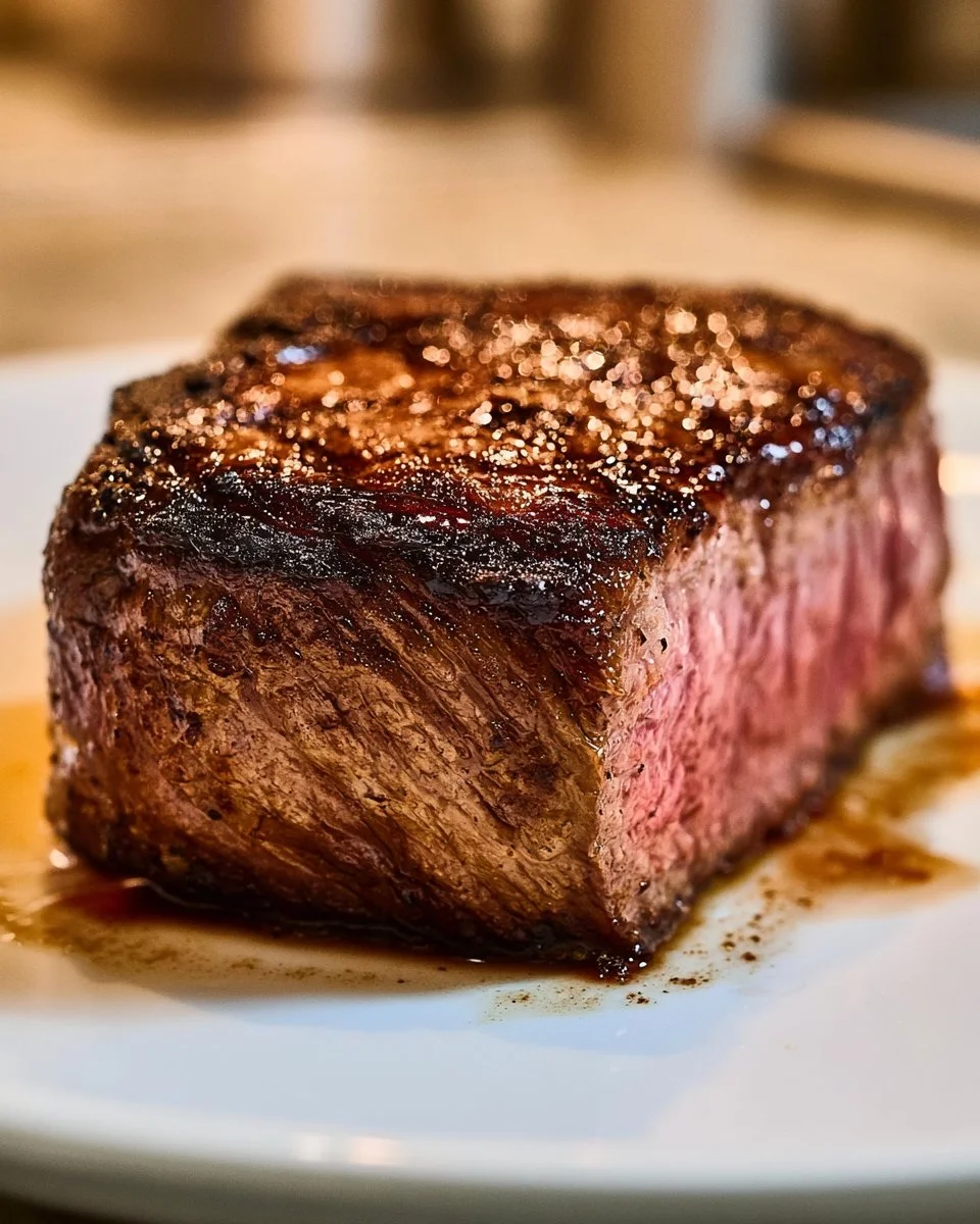 Leckeres Air Fryer Steak, perfekt zubereitet in 10 Minuten, appetitlich angerichtet.