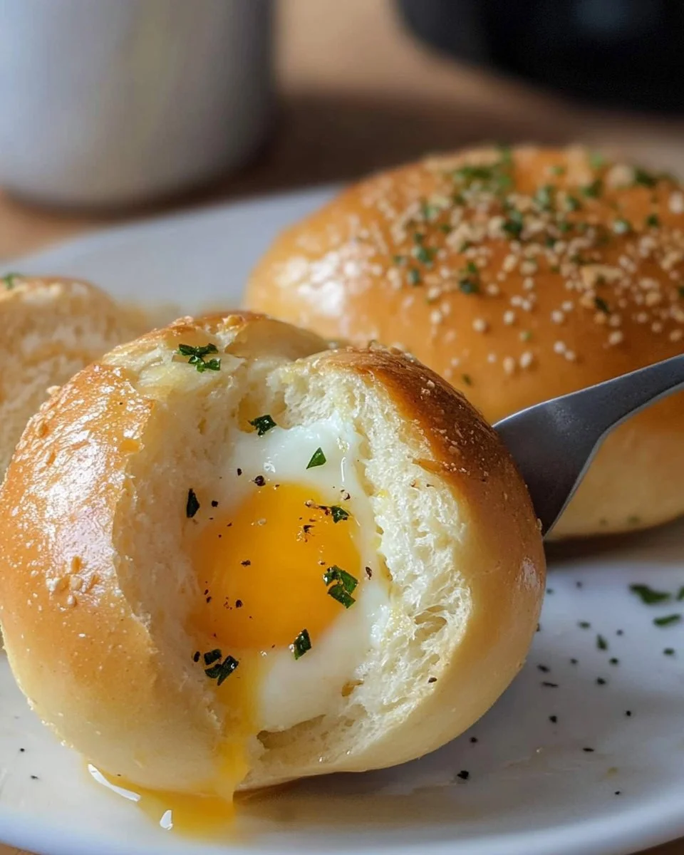 Brötchen und Frühstücksei aus der Heißluftfritteuse