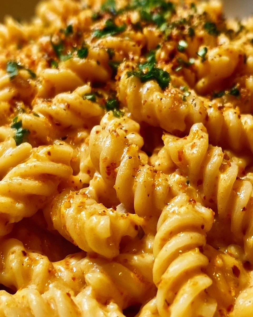 Cremige Cottage Cheese Pasta Sauce in einer Schüssel mit frischen Kräutern