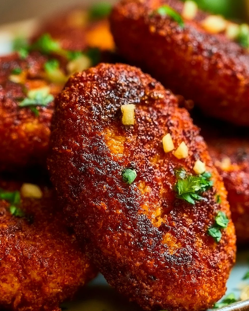Knusprige Linsenkroketten aus der Heißluftfritteuse auf einem Teller
