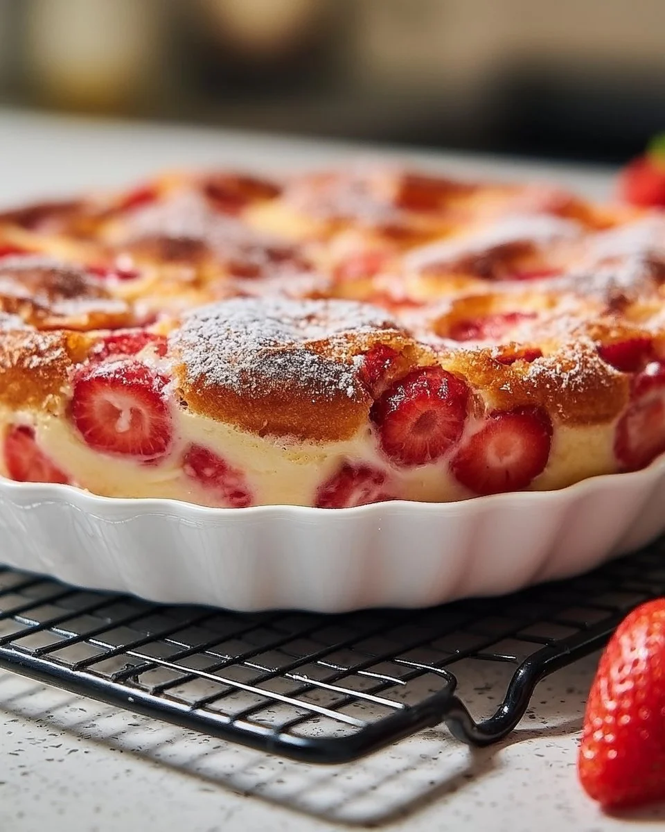 Erdbeerkuchen aus dem Airfryer mit frischen Erdbeeren und Sahne
