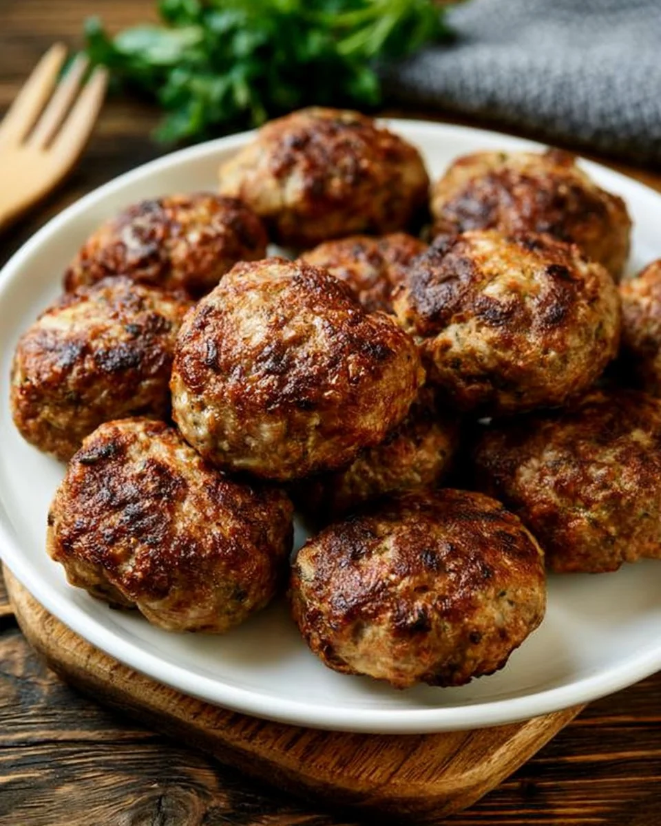 Frikadellen aus der Heißluftfritteuse genießen, knusprig und saftig zubereitet.