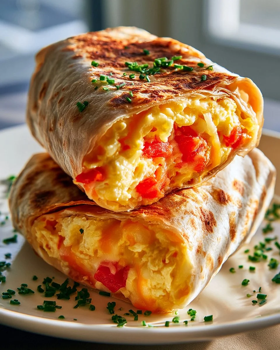 Frühstückswrap mit Ei, Käse und Tomaten für einen leckeren Start in den Tag