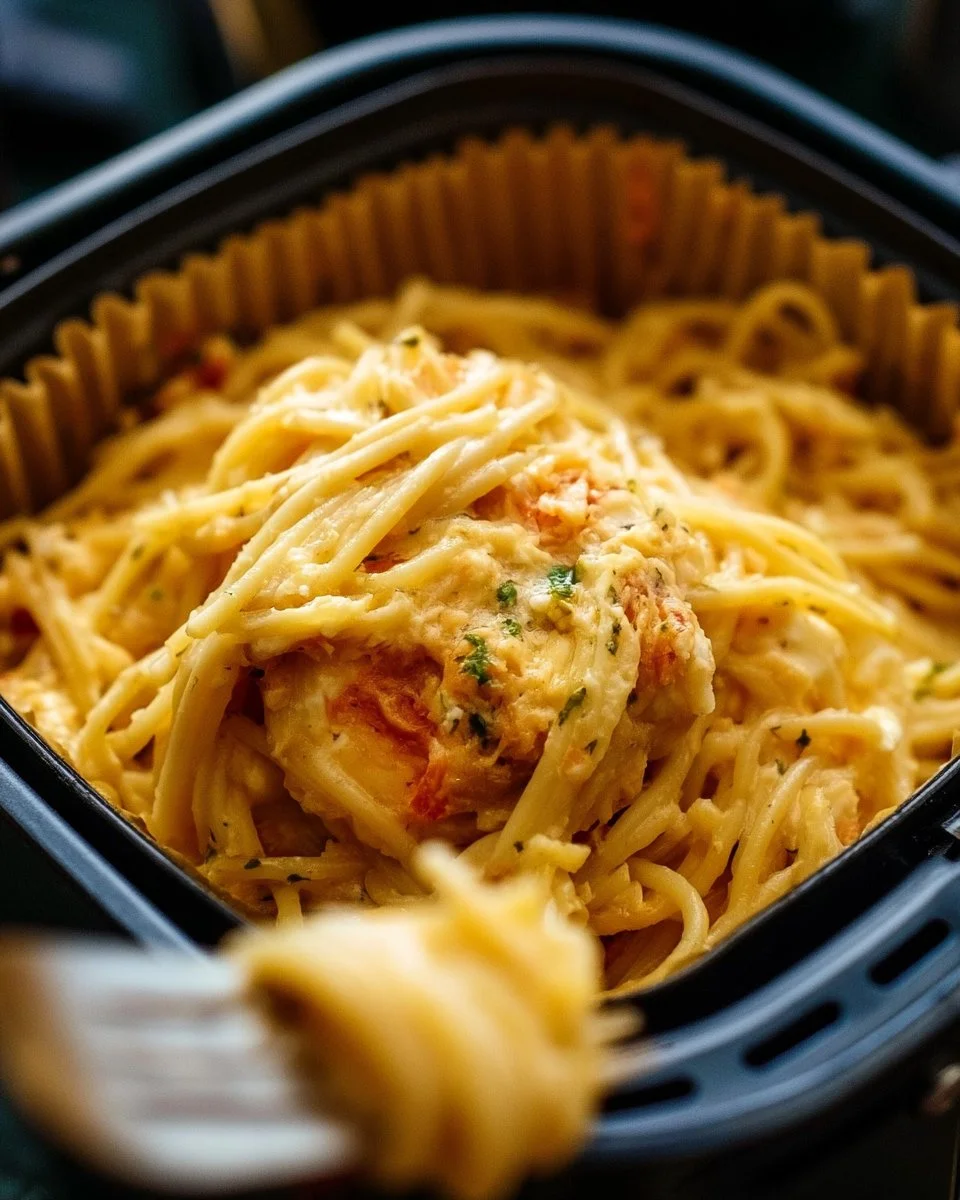 Leckere gebratene Feta-Pasta mit frischen Zutaten auf einem Teller.