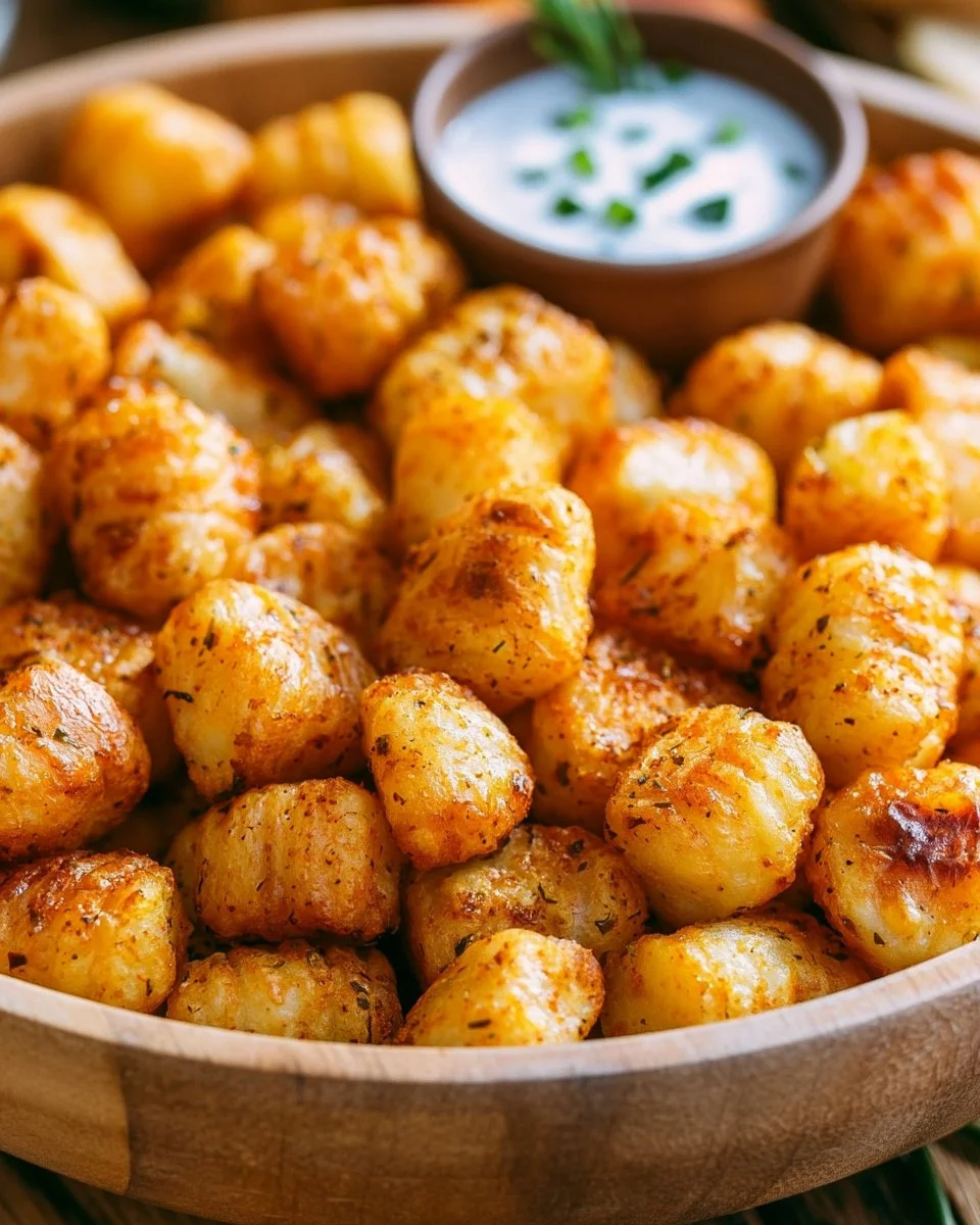 Gnocchi zubereitet in der Heißluftfritteuse, goldbraun und knusprig