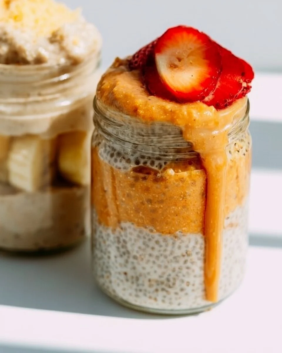 Hochprotein Overnight Oats in einer Schüssel, reich an Nährstoffen für ein gesundes Frühstück