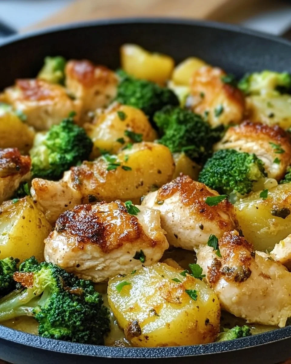 Kartoffel-Hähnchen-Pfanne mit Brokkoli