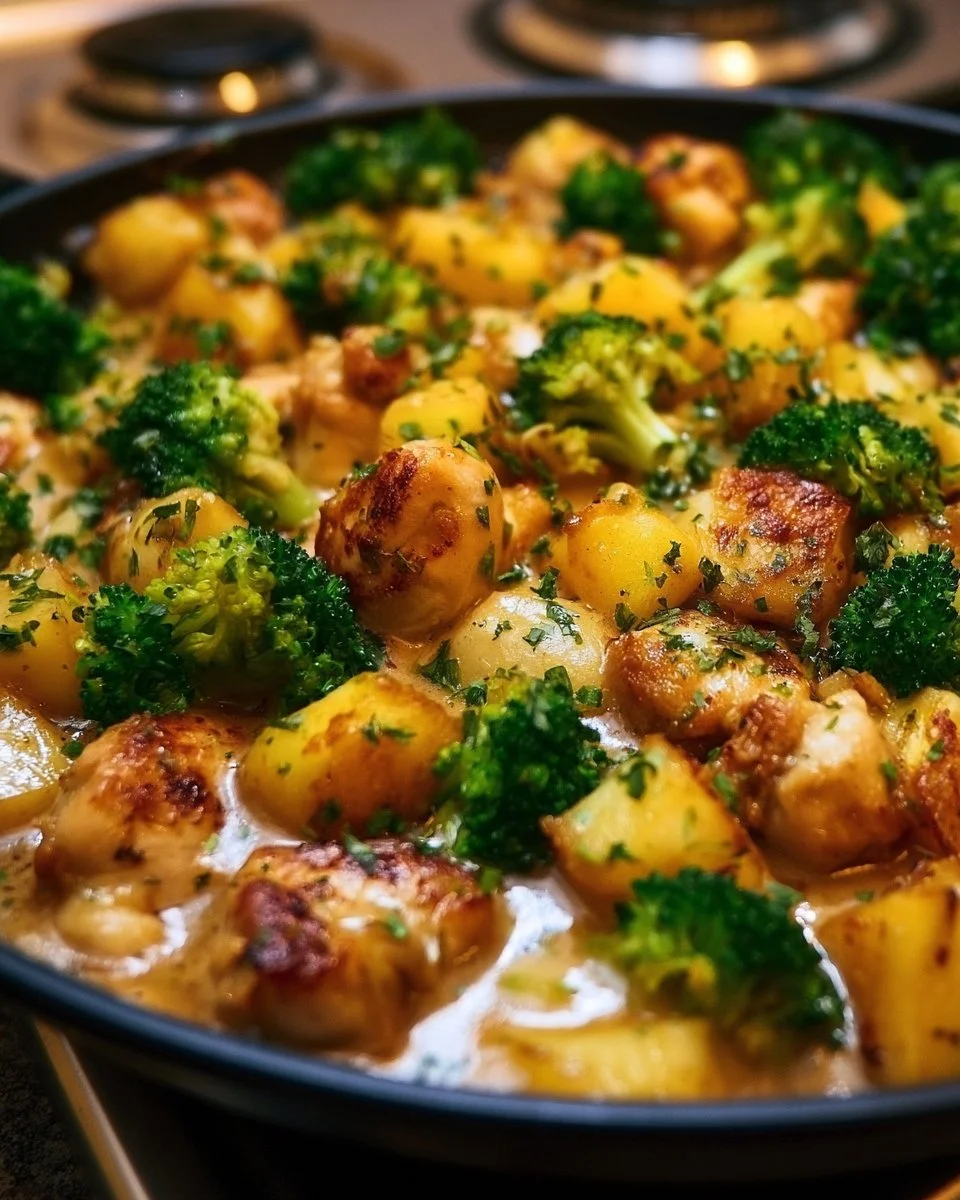 Kartoffel-Hähnchen-Pfanne mit Brokkoli
