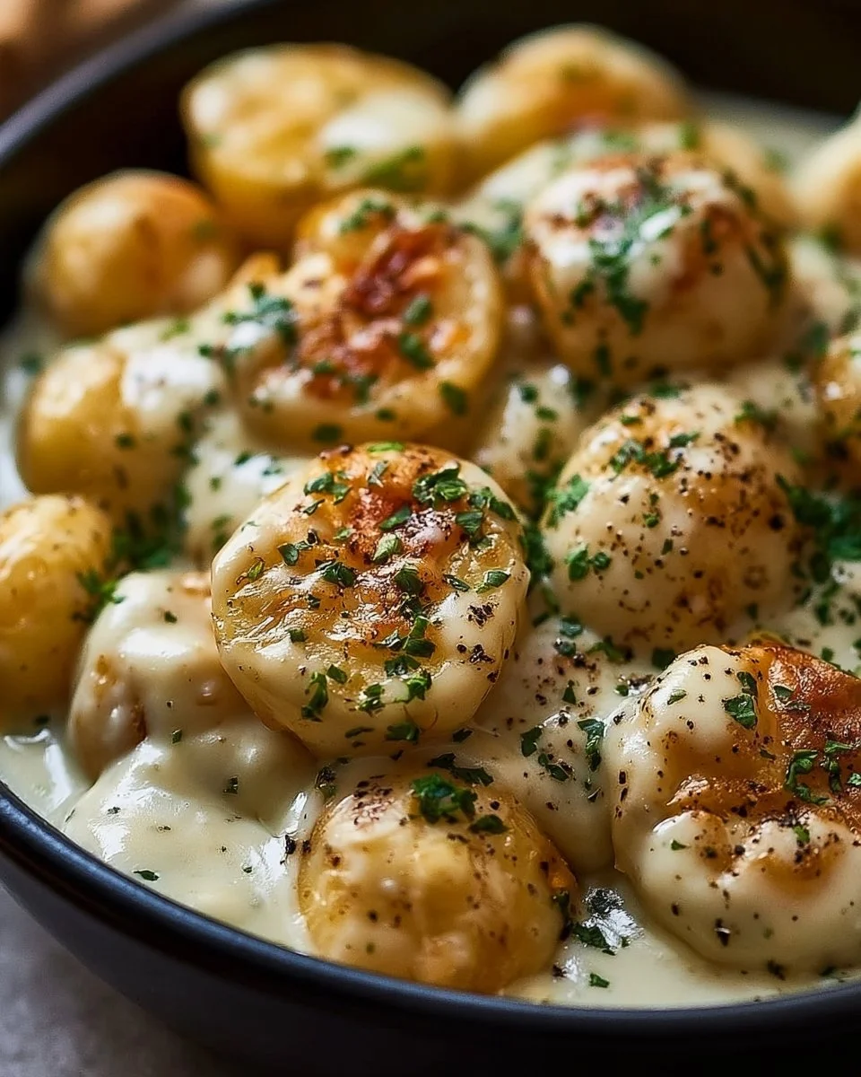 Kartoffeln mit cremiger Knoblauchsoße einfach zubereiten