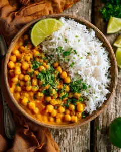 Köstliches Kichererbsen Curry mit Gewürzen und frischem Gemüse