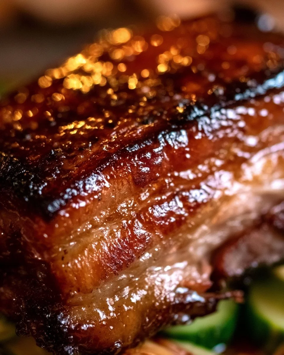 Knuspriger Schweinebauch zubereitet in der Heißluftfritteuse