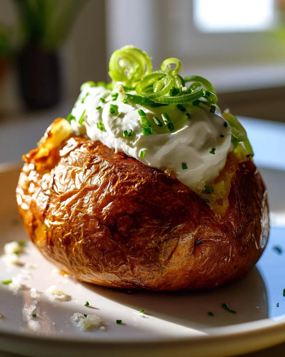 Knusprige Airfryer Ofenkartoffel, perfekt zubereitet mit zartem Innenleben.