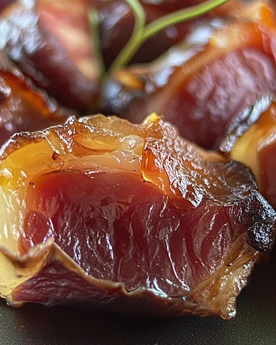 Pflaumen in Speck eingewickelt