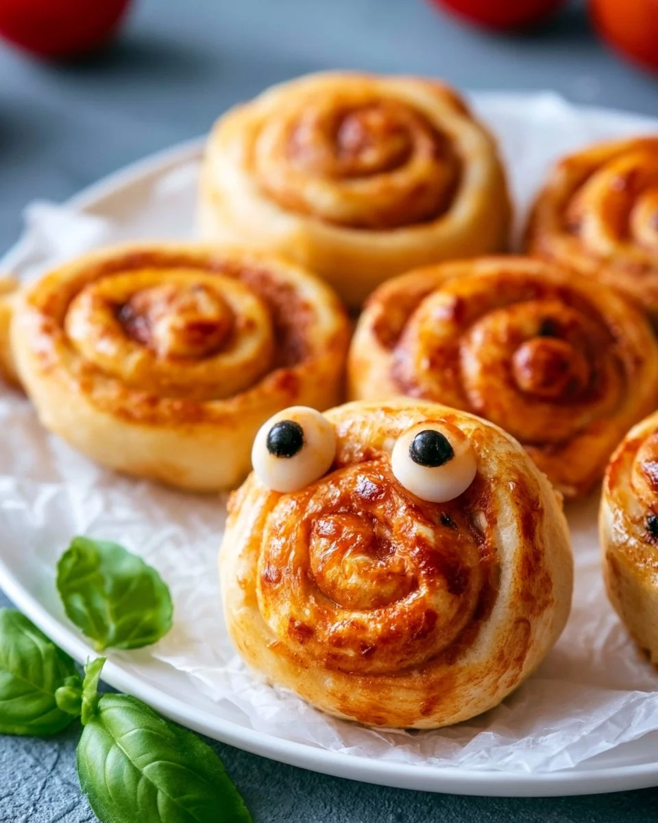 Leckere Pizzaschnecken frisch gebacken auf einem Teller