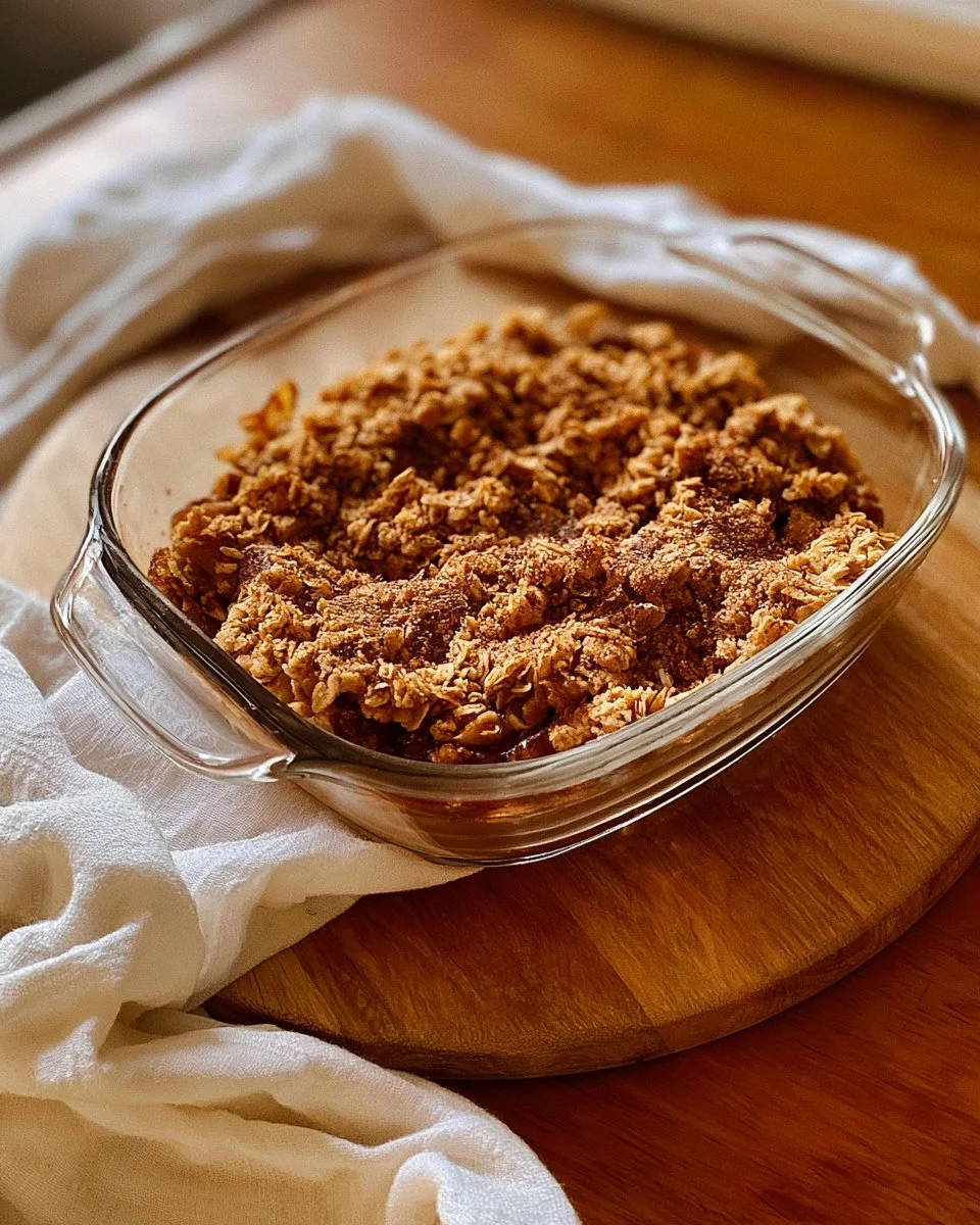 Protein Apfel Crumble mit frischen Äpfeln und proteinreicher Zutat