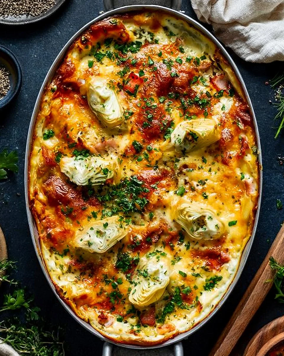 Maultaschen Auflauf mit Schinken, Käse und Sahnesoße aus dem Ofen