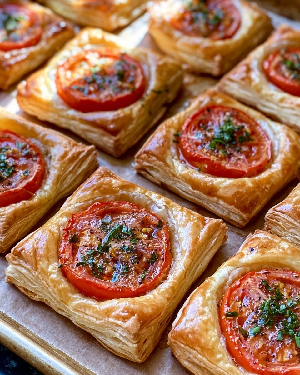 Blätterteig gefüllt mit frischen Tomaten und Gewürzen