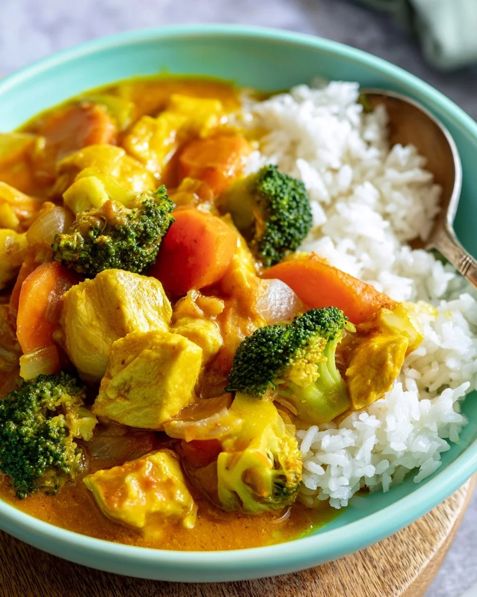 Curry Pfannengericht mit buntem Gemüse in einer Pfanne zubereitet
